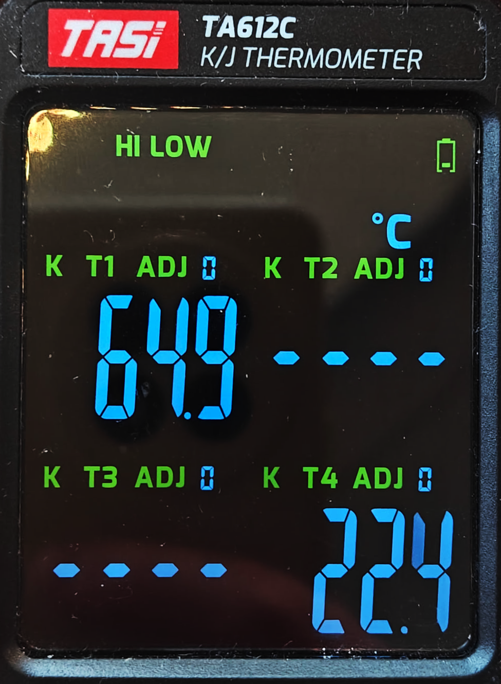 Display of TASI TA612C thermocouple